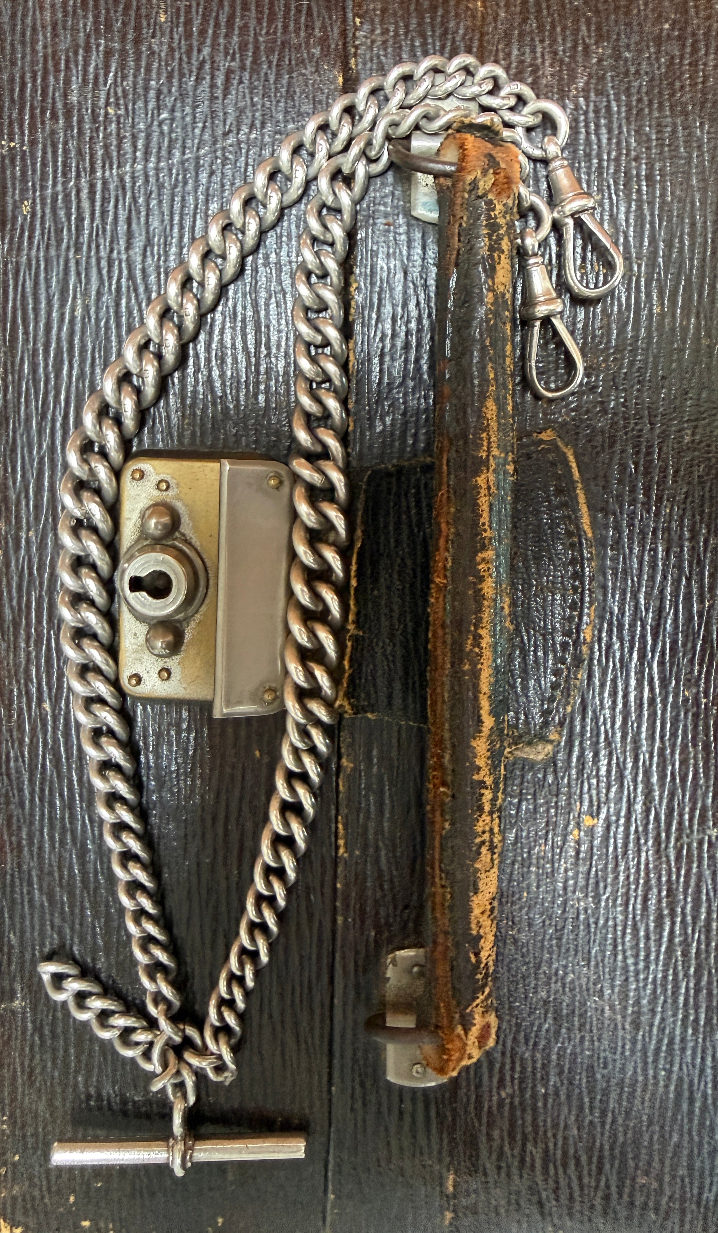 Antique Heavy Sterling Silver Double Albert Curb Watch Chain