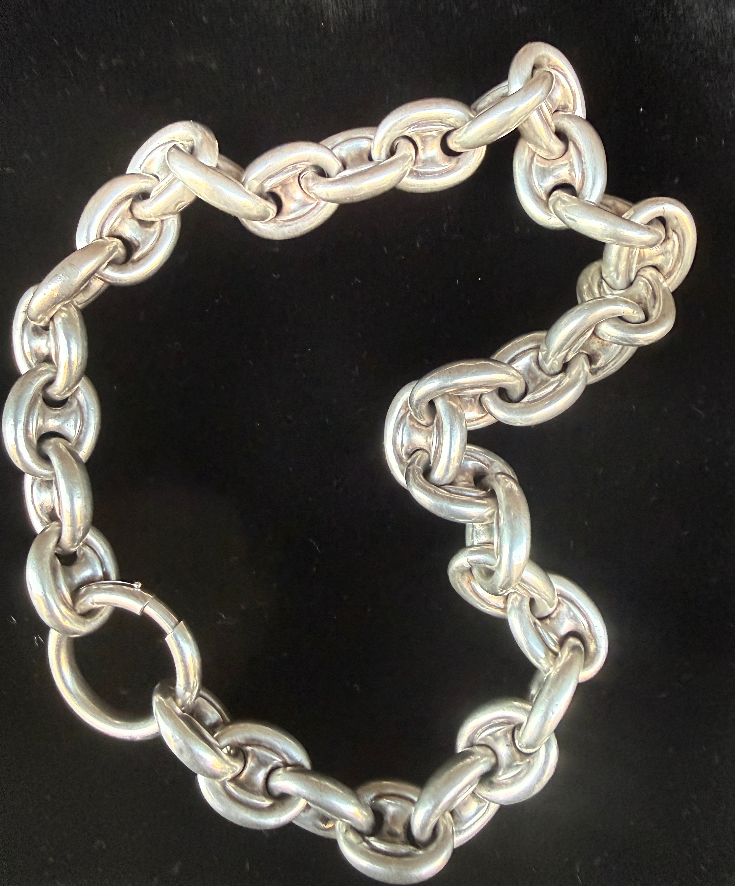 Antique Puffy Mariner Link Necklace