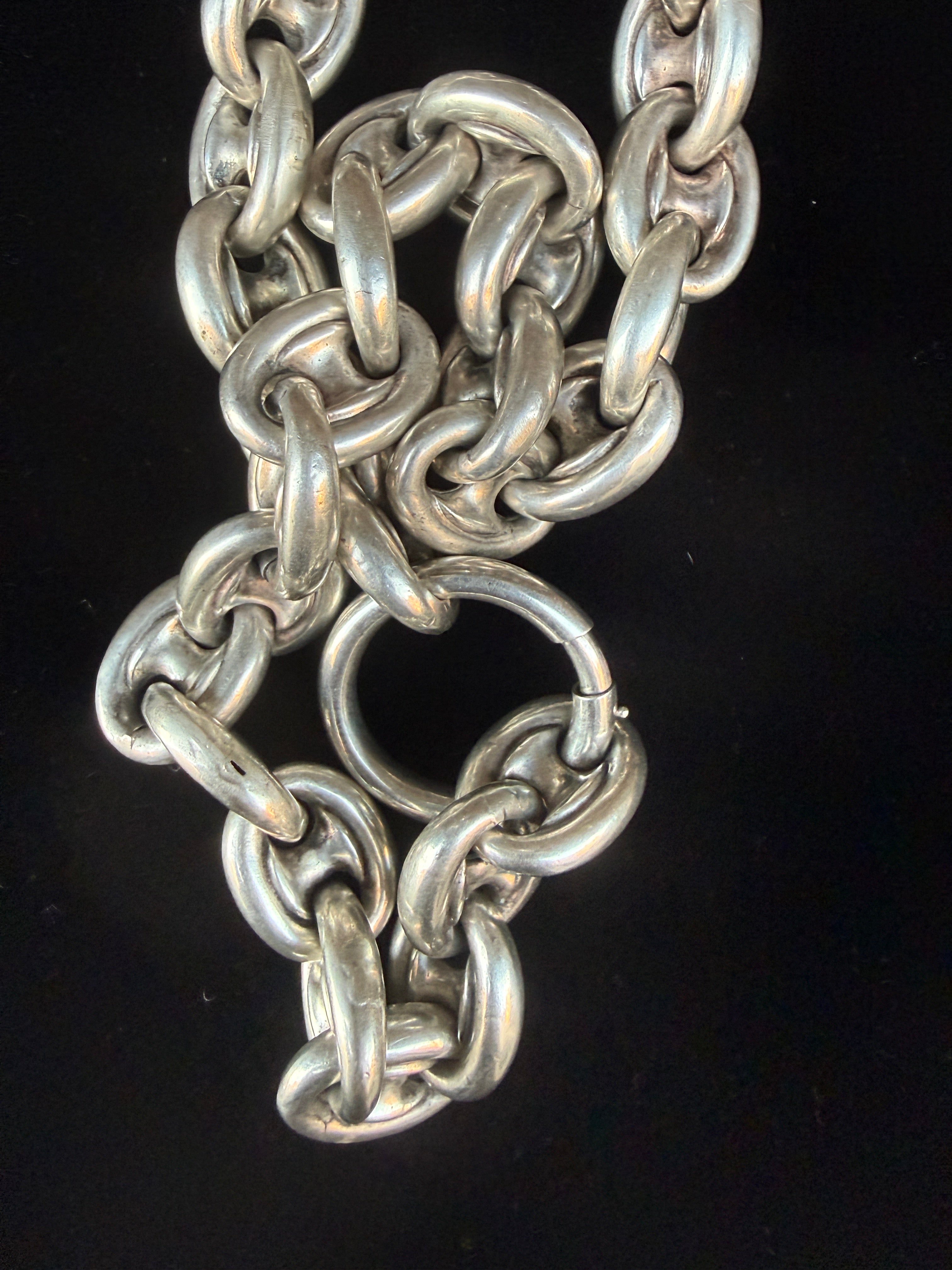 Antique Puffy Mariner Link Necklace
