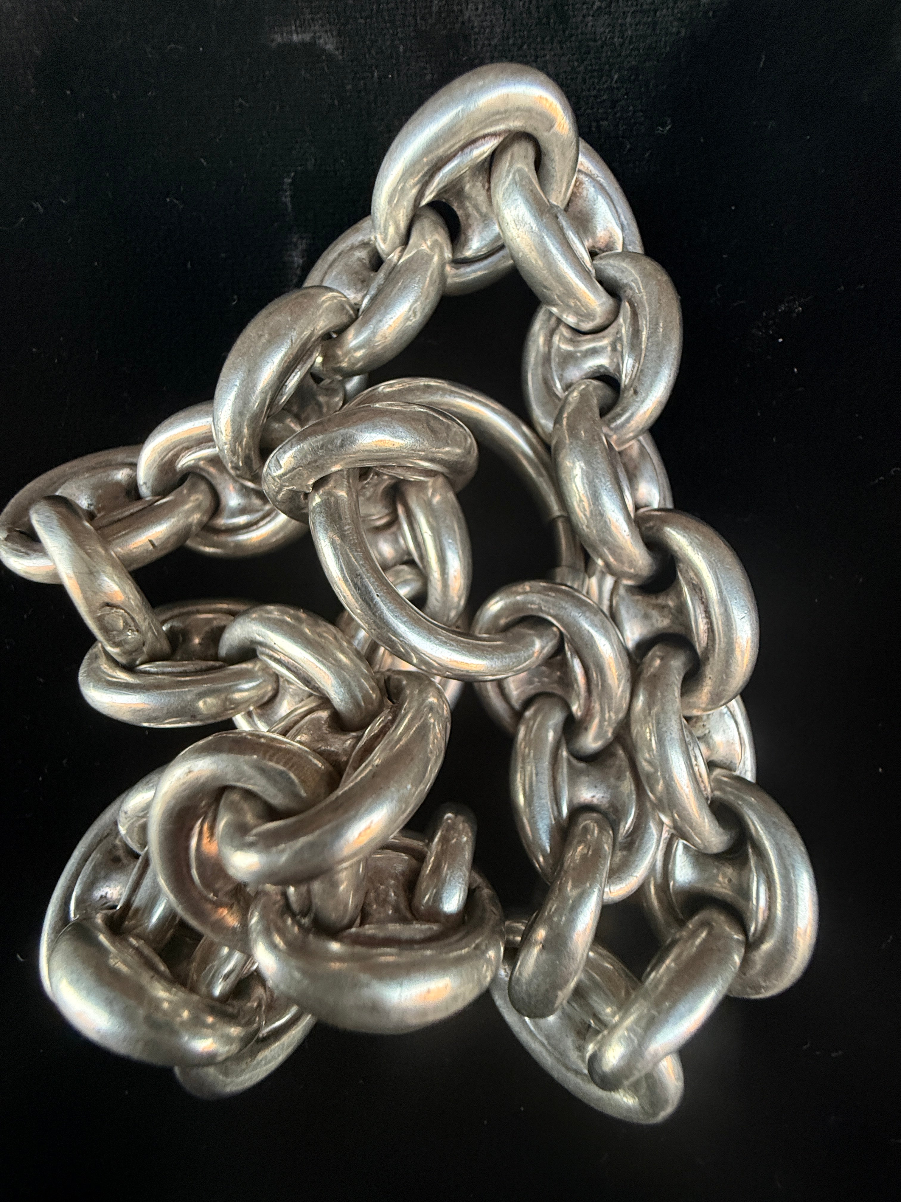 Antique Puffy Mariner Link Necklace