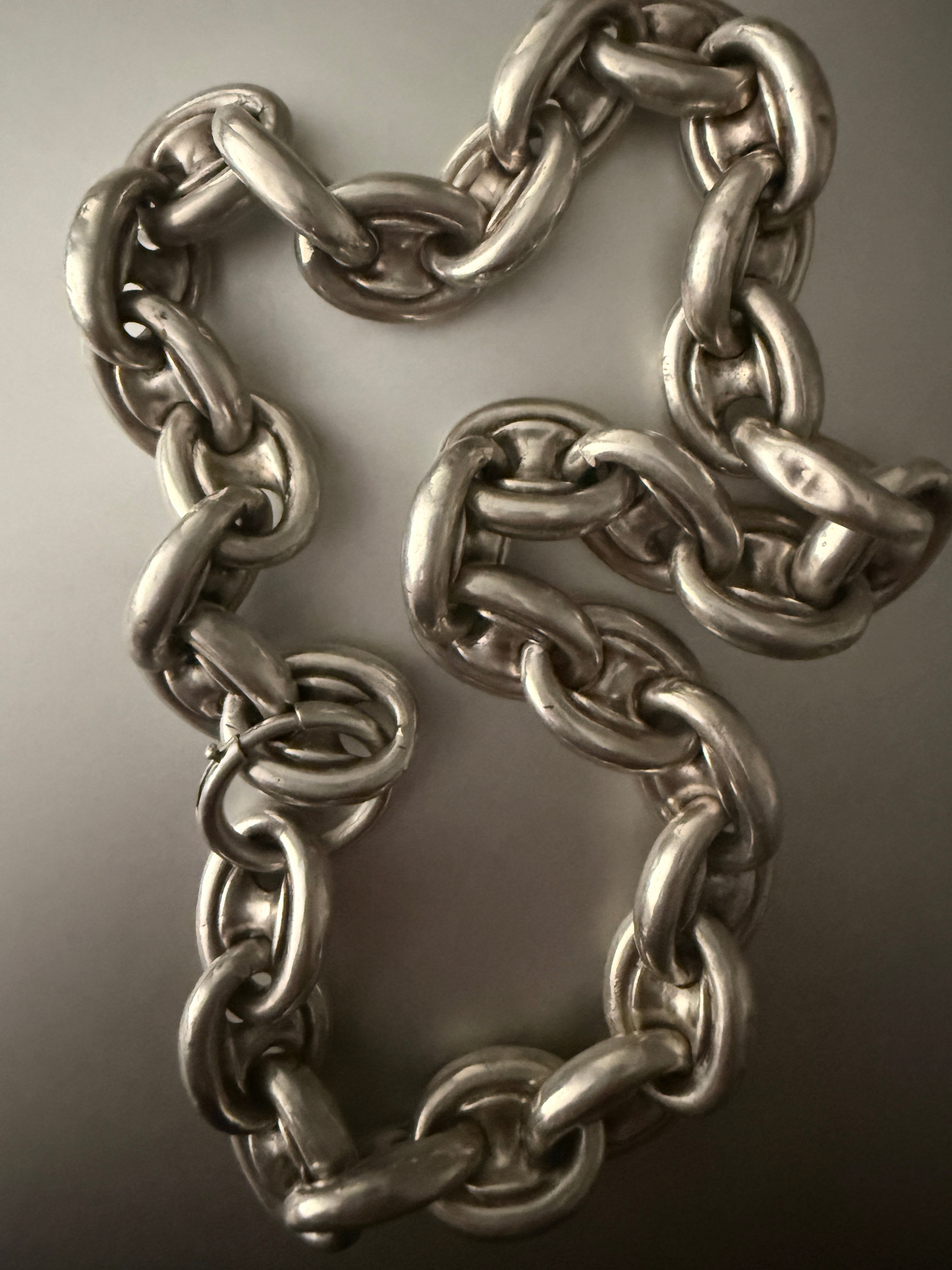 Antique Puffy Mariner Link Necklace