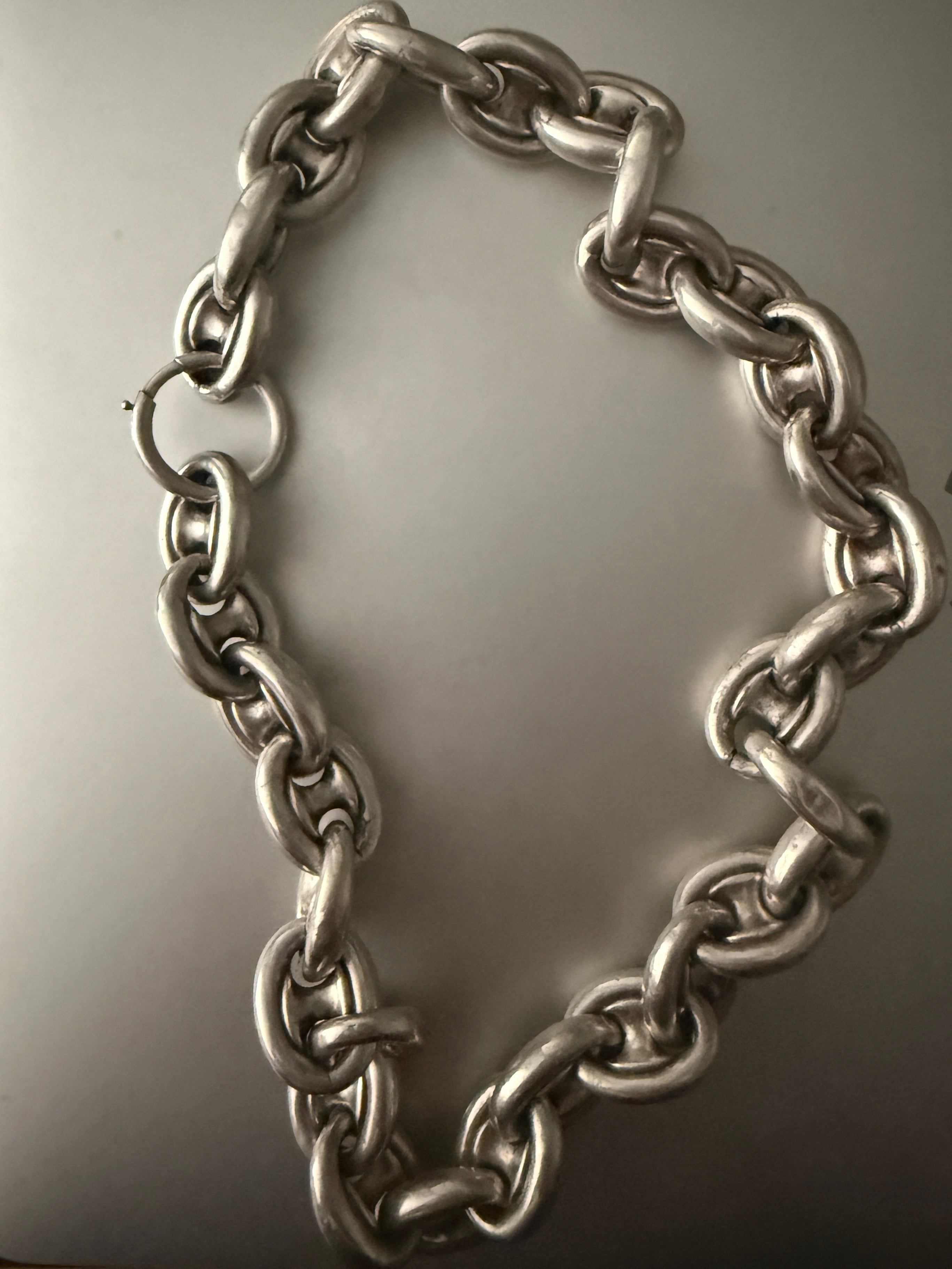 Antique Puffy Mariner Link Necklace
