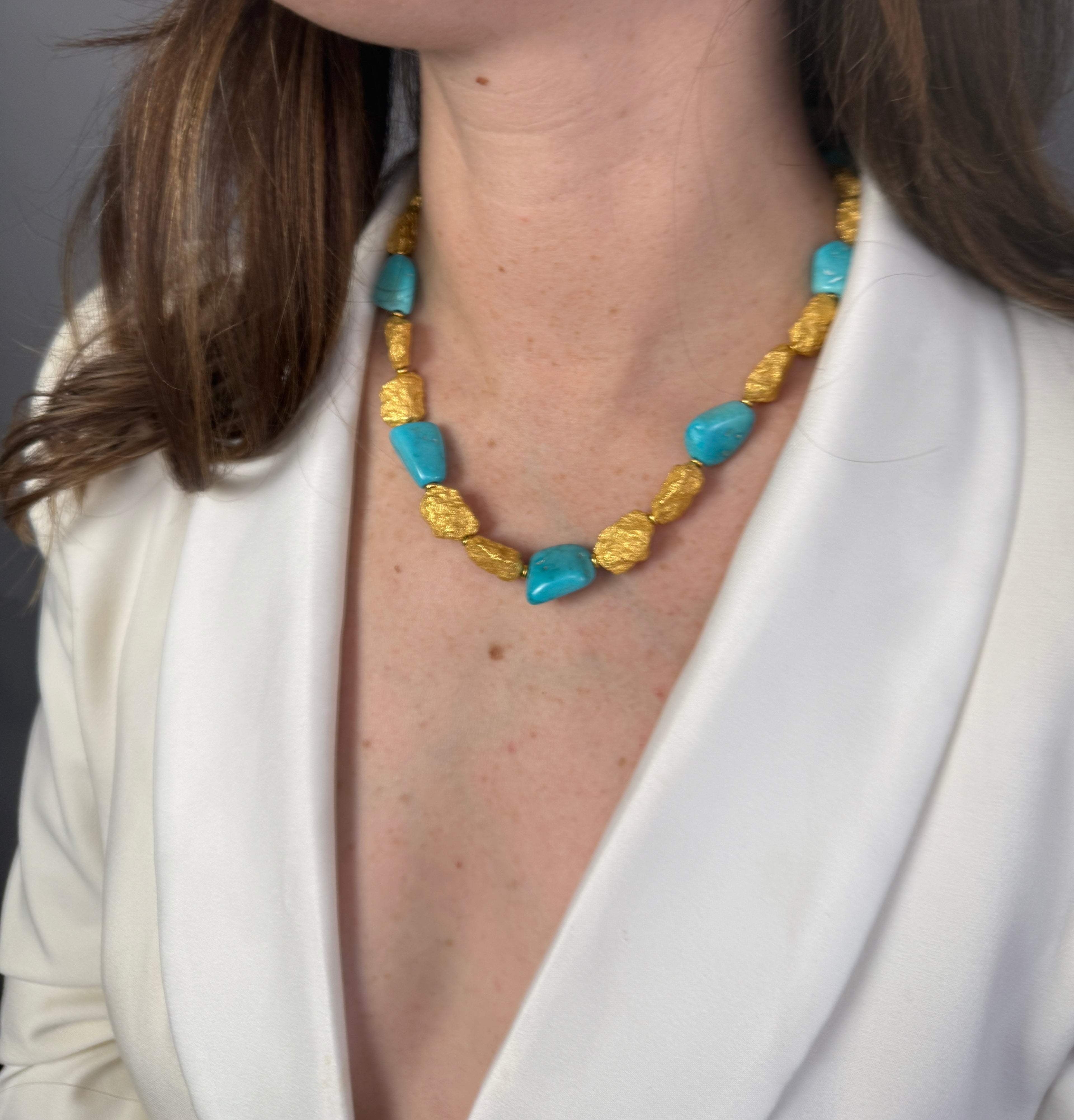 Vintage Roberto Coin 18k and Natural Turquoise Necklace