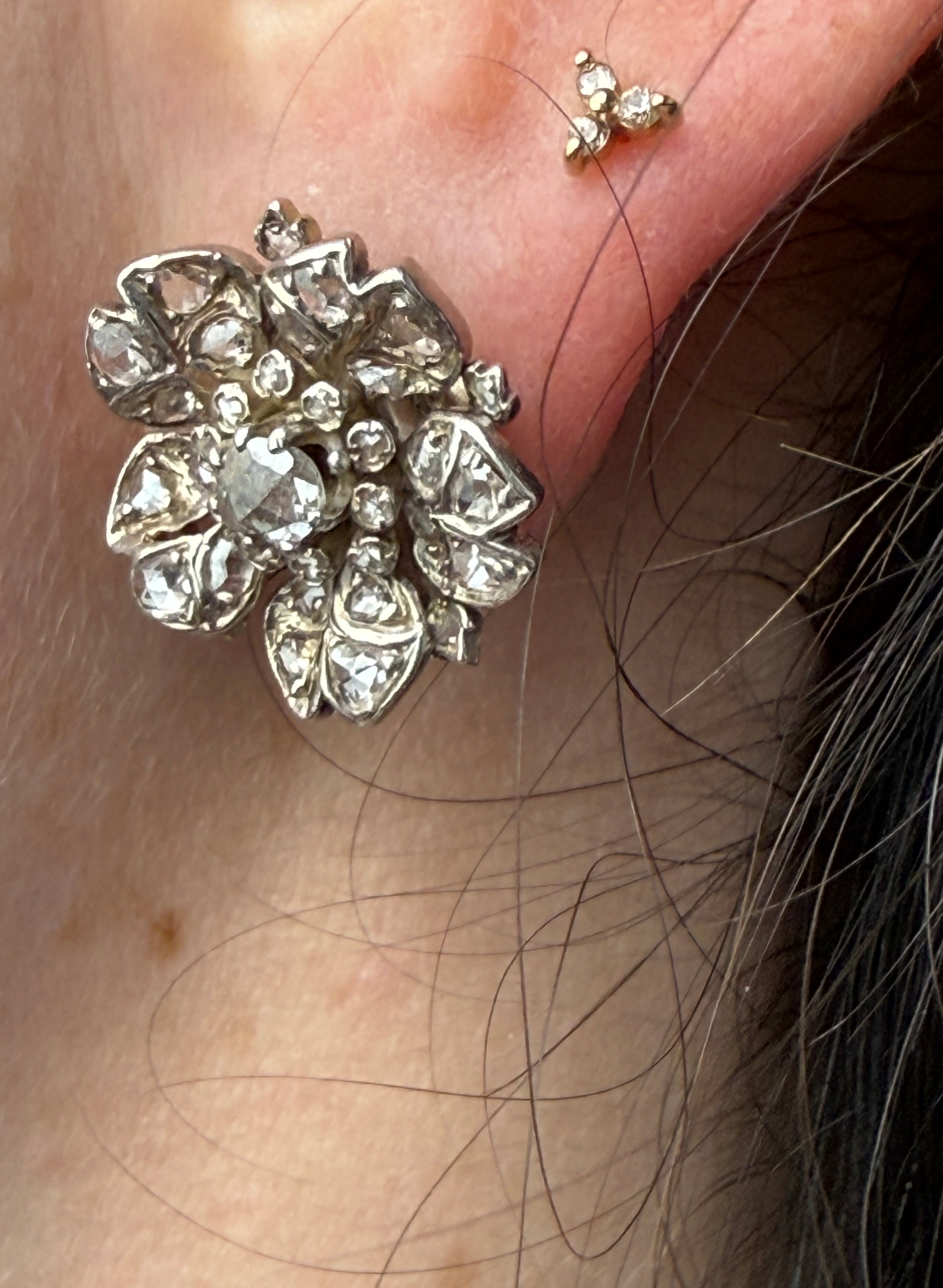 Antique Floral Diamond Earrings