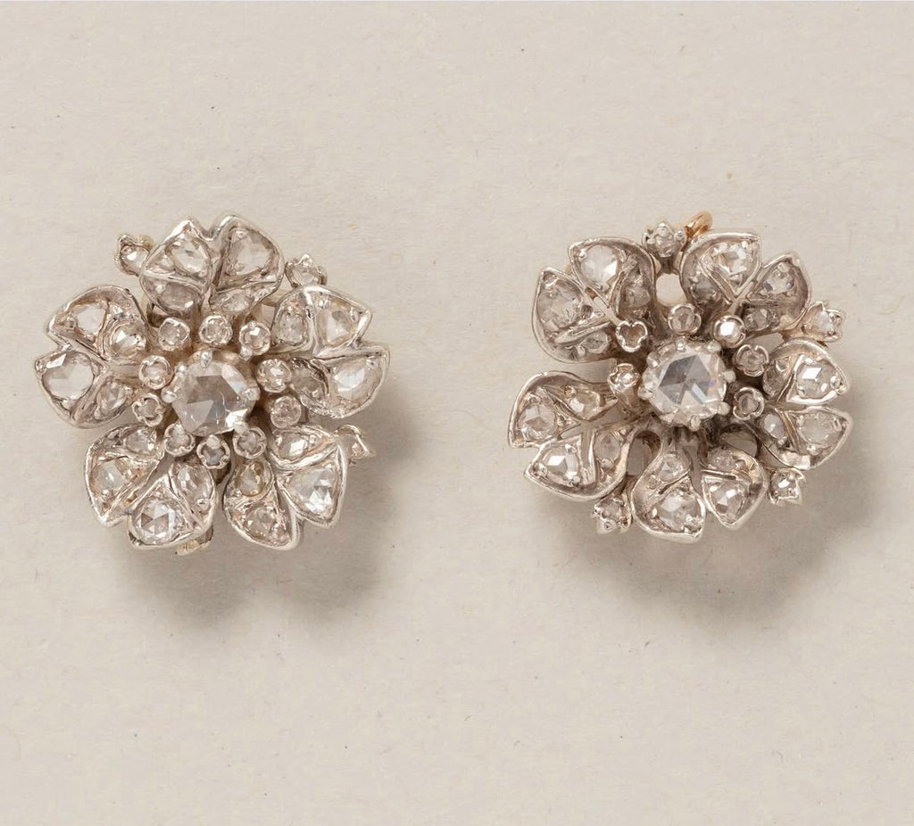 Antique Floral Diamond Earrings