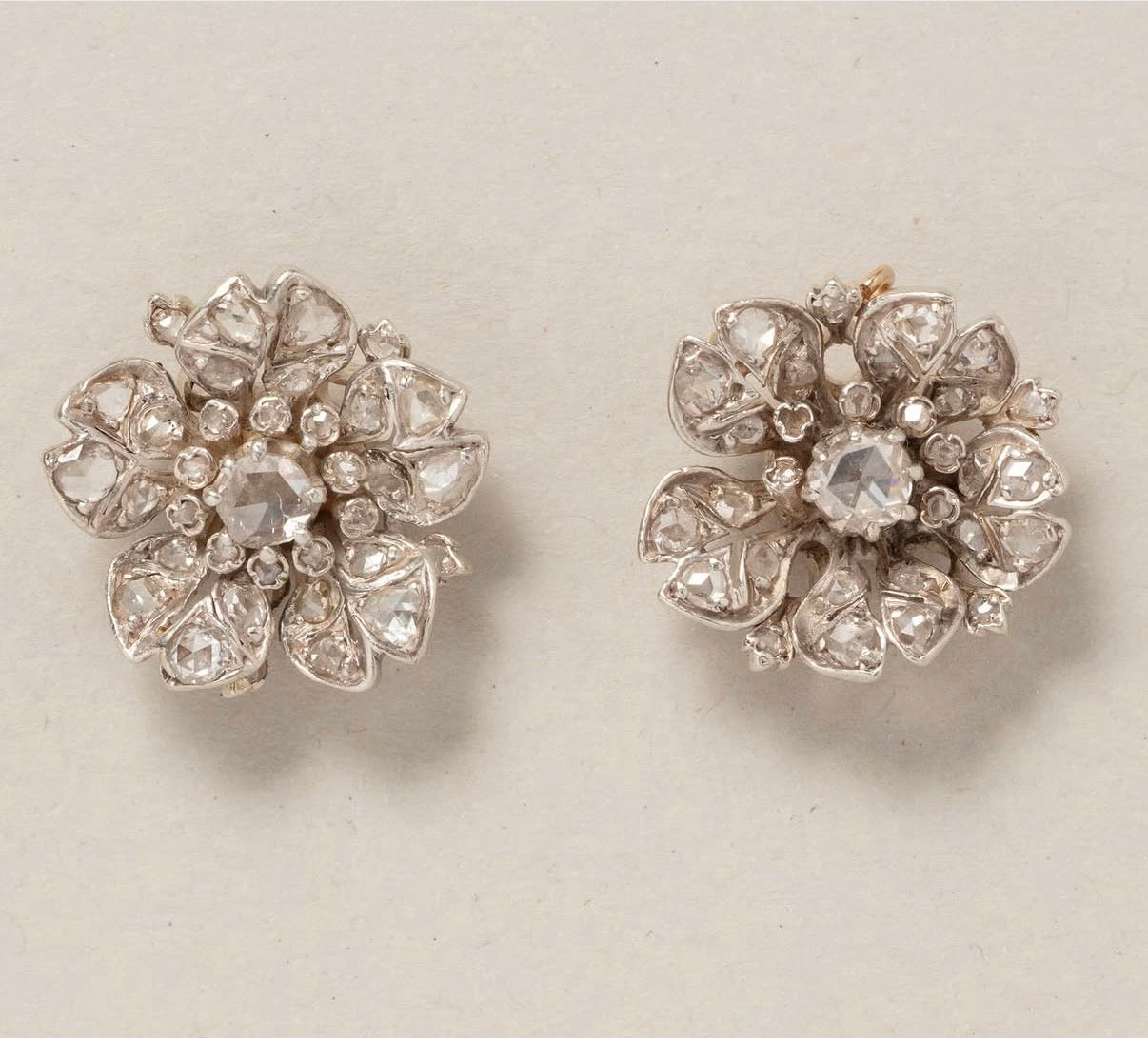 Antique Floral Diamond Earrings