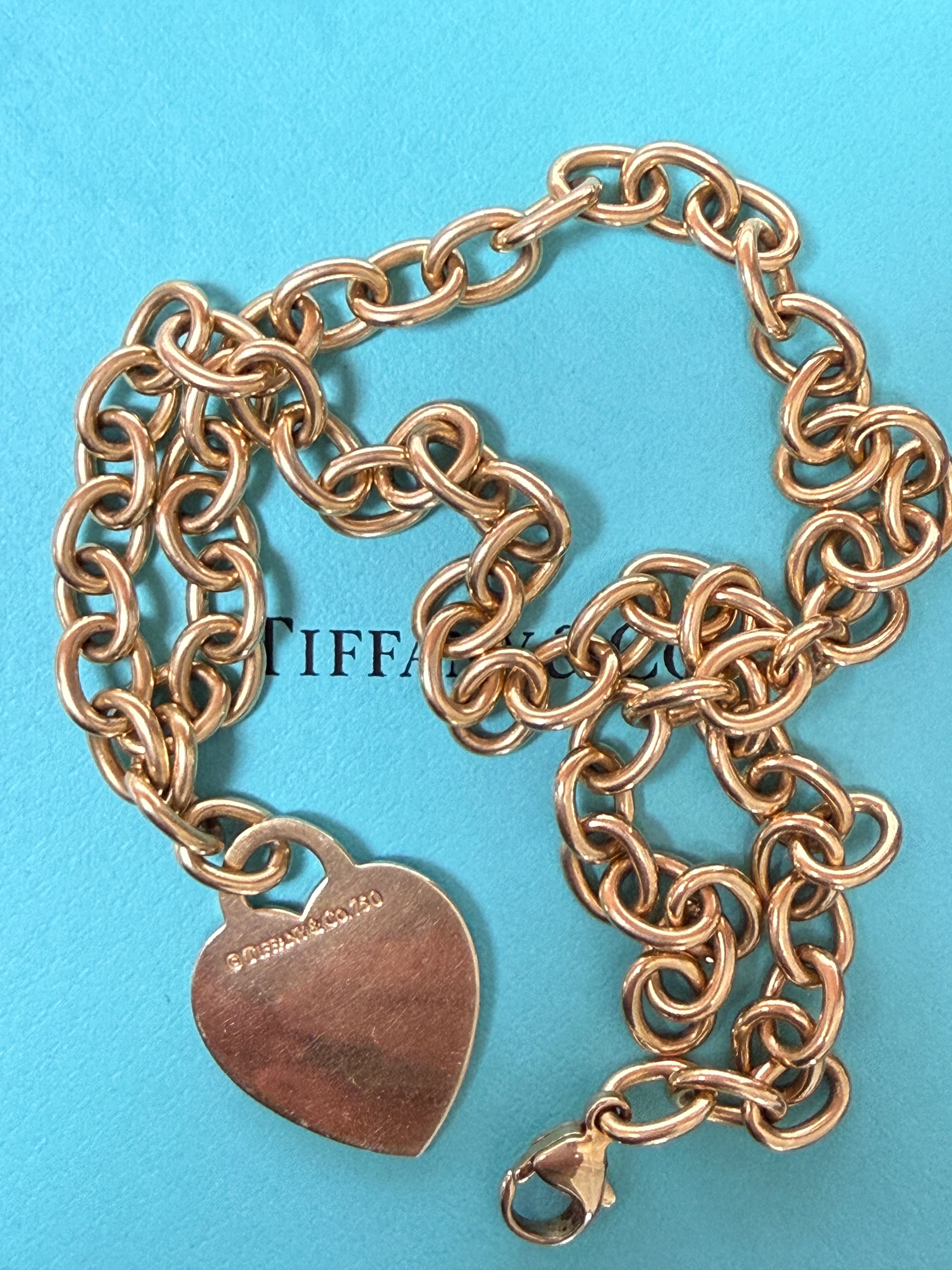 Vintage 18k Tiffany & Co. Cable Link Necklace with Heart Tag Pendant