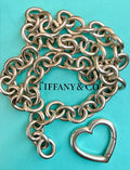 Vintage Tiffany & Co. Sterling Silver Cable Necklace with Clasping Heart Lock