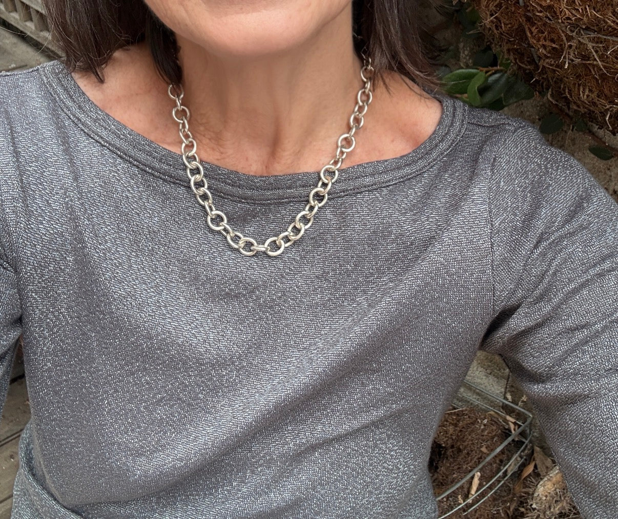 Vintage Tiffany Sterling Silver Cable Necklace with Split Ring Heart and Clasping end links