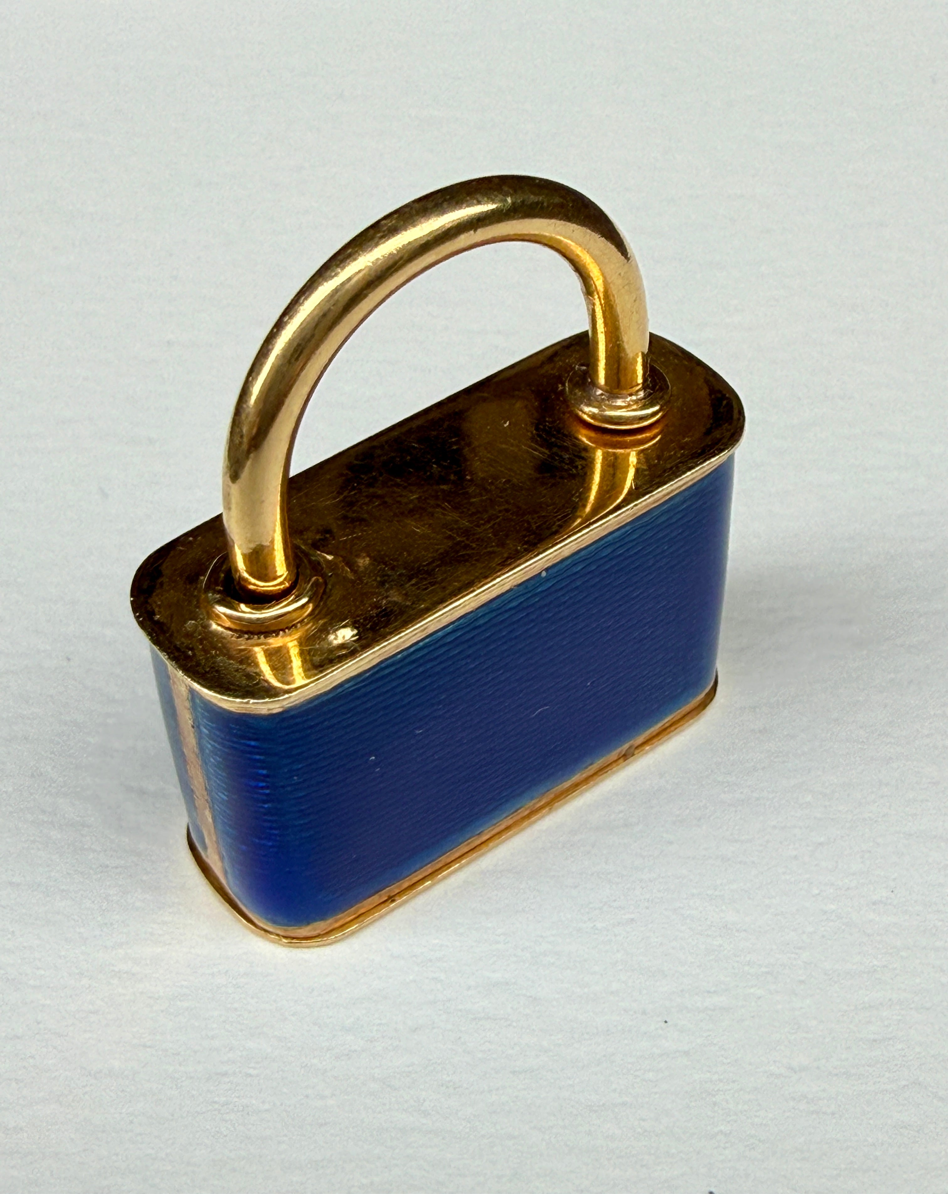 French Vintage 18k with Enamel Padlock Pendant