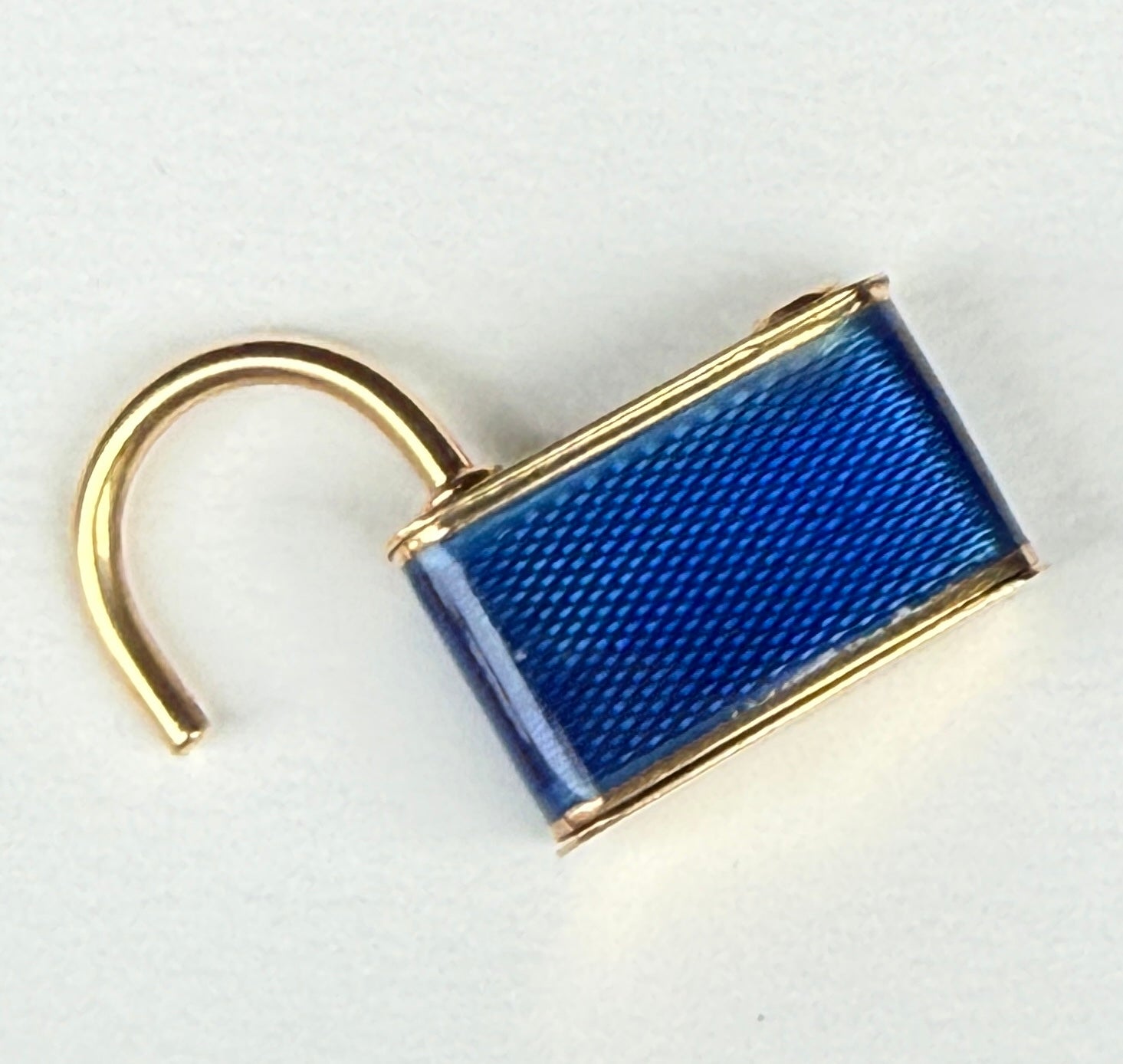 French Vintage 18k with Enamel Padlock Pendant