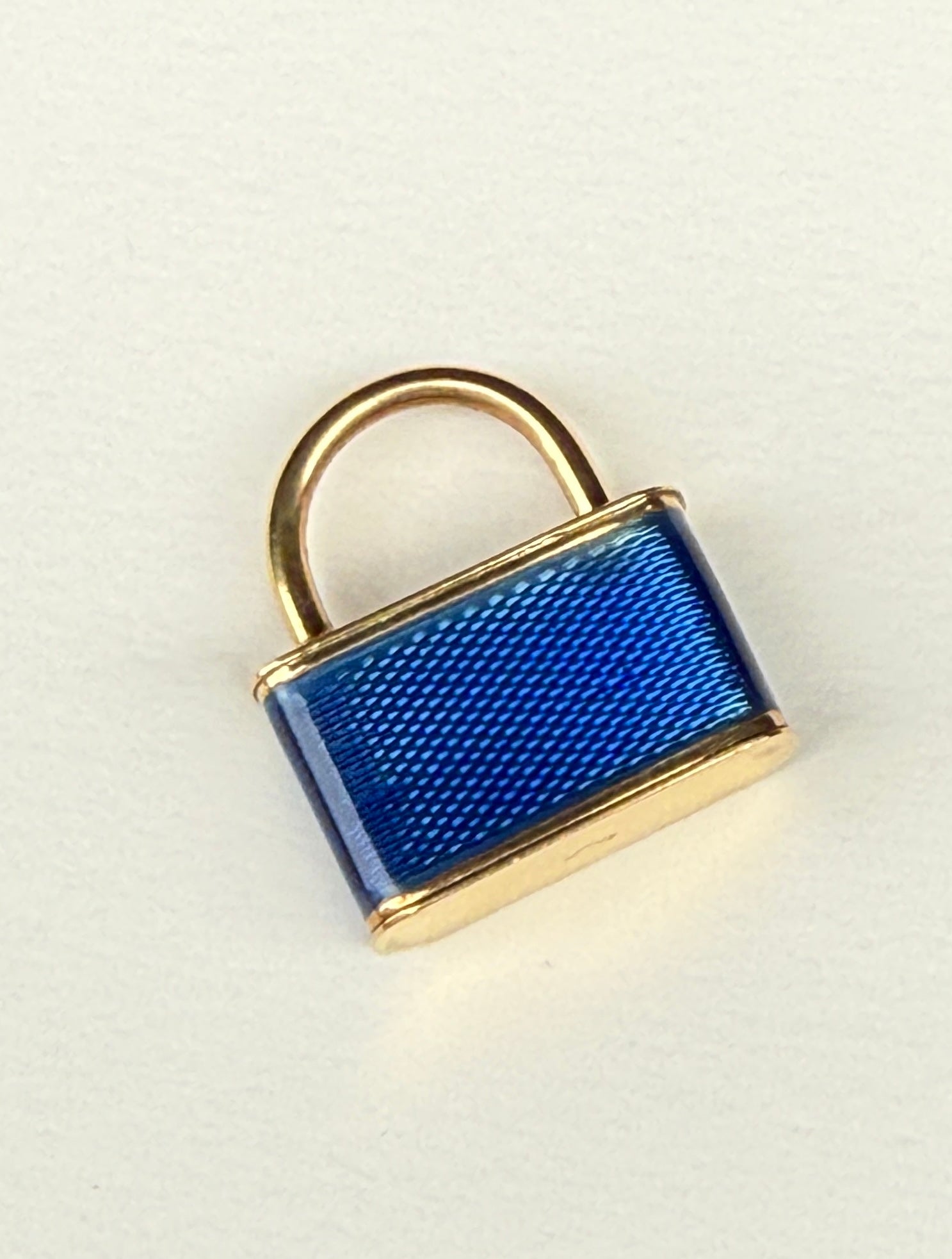 French Vintage 18k with Enamel Padlock Pendant