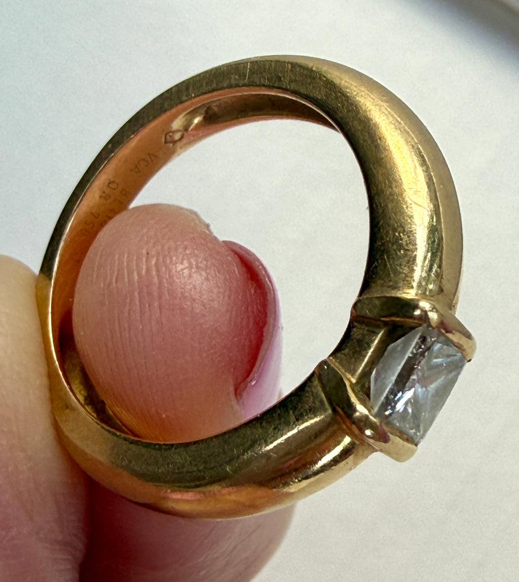 Vintage Van Cleef & Arpels 18k Gold Carré Cut Diamond Ring