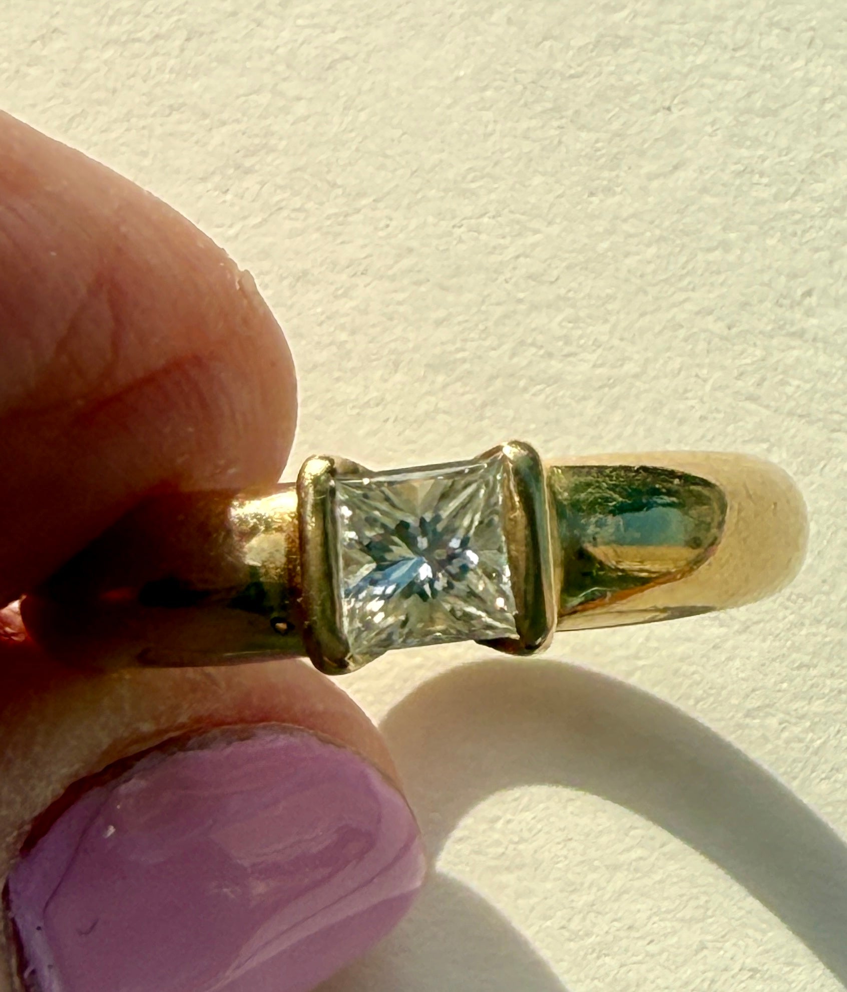 Vintage Van Cleef & Arpels 18k Gold Carré Cut Diamond Ring