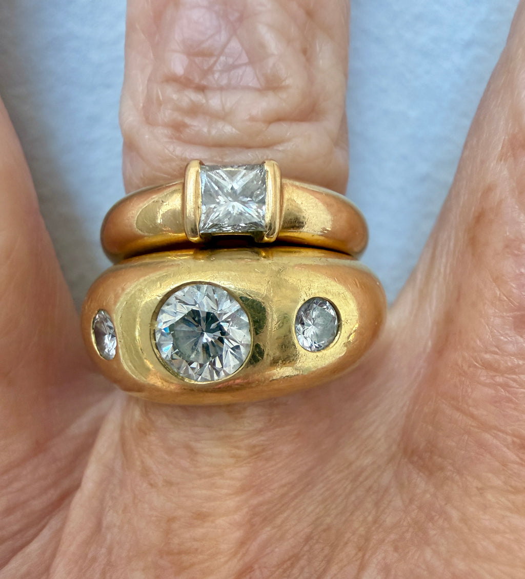 Vintage Van Cleef & Arpels 18k Gold Carré Cut Diamond Ring