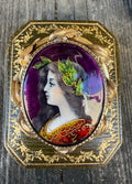 Antique Limoges 18k Gold Enamel Portrait Brooch – Signed Jules Sarlandie