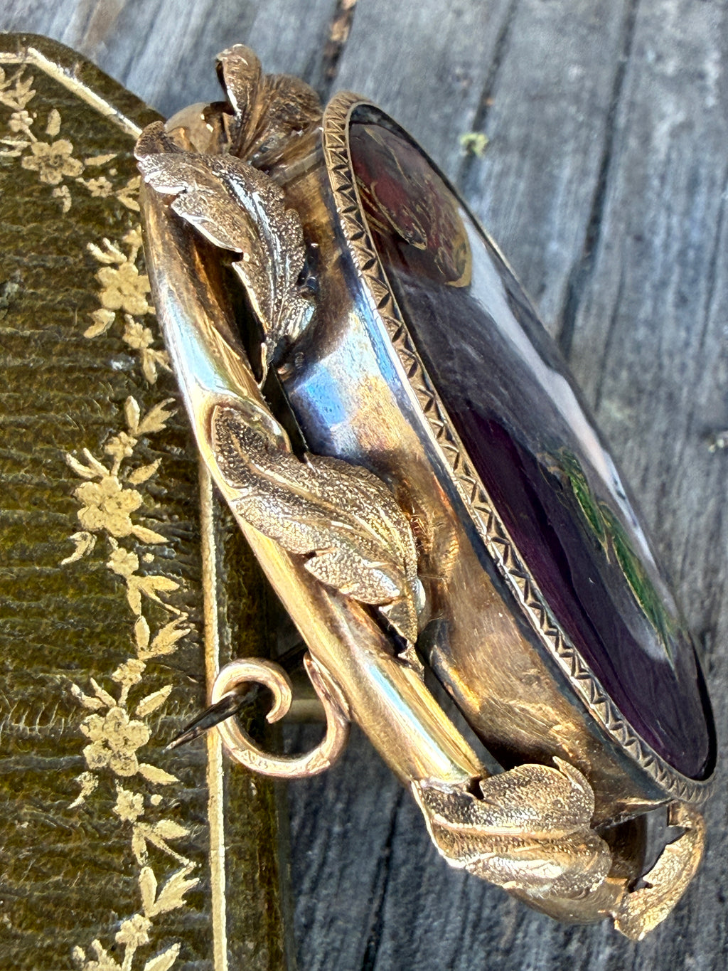 Antique Limoges 18k Gold Enamel Portrait Brooch – Signed Jules Sarlandie